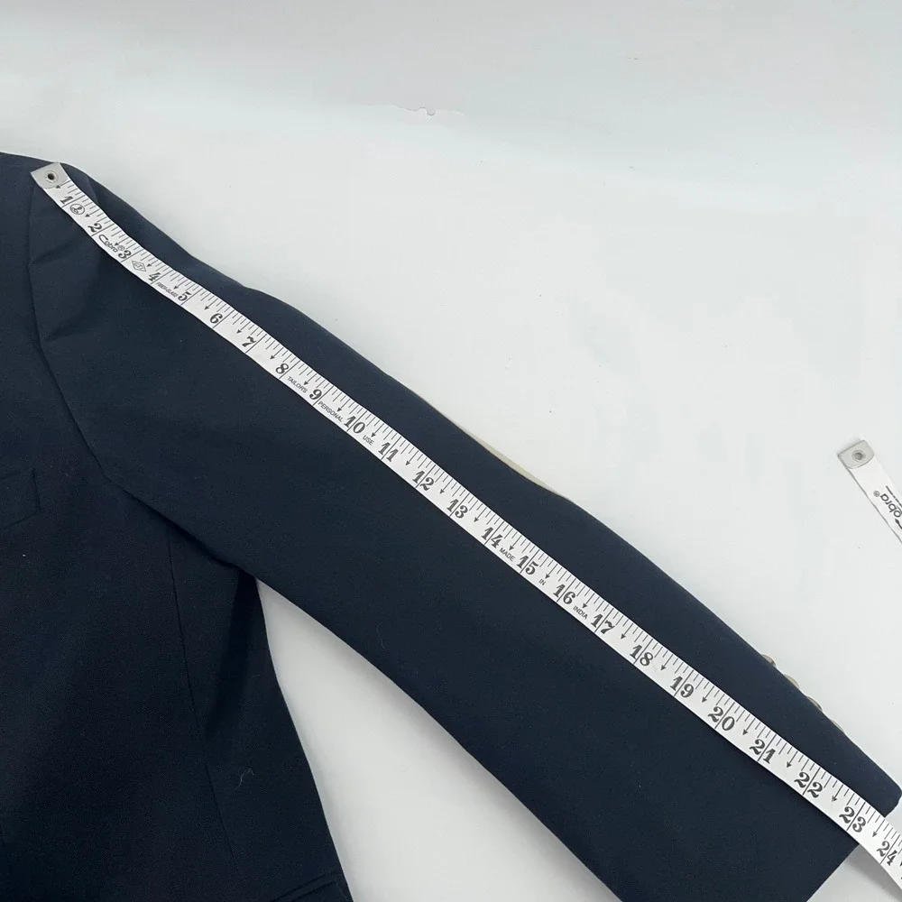 Paul Fredrick Blazer Mens 40S Navy Blue Cotton Suede Elbow Patches Academia